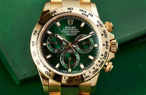 gold rolex daytona green face|gold rolex with green dial.